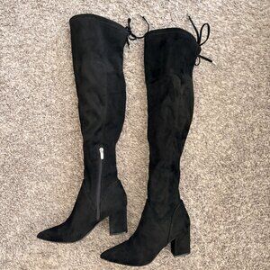Marc Fisher Over the Knee, Pointed Toe, Faux Suede Boots; Black, size 6.5